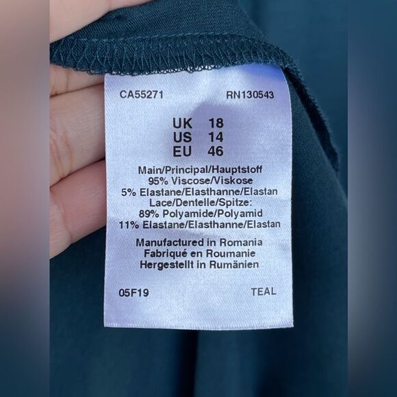 LONG TALL SALLY LACE INSERT TEAL DRESS SIZE 14 - Picture 7 of 13